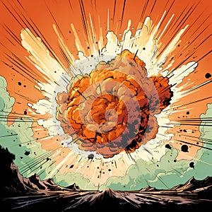 Retro Comic Illustration: Orange Supernova Explosion photo