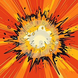 Retro Comic Style Explosion On Orange Background