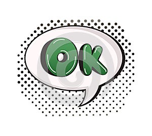 Retro Comic Style Speech Bubble with OK Message