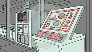 Retro computer control panel, vintage tech interface vector design Generative AI