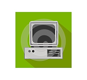 Retro computer flat icon