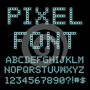 Retro computer font. Old PC alphabet.
