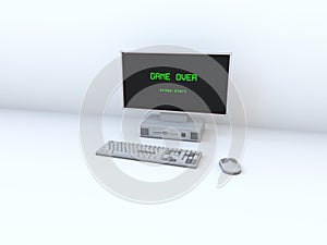 Retro computer game over white background 01