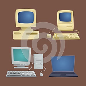 Retro computer item classic antique technology style business personal equipment and vintage pc desktop hardware