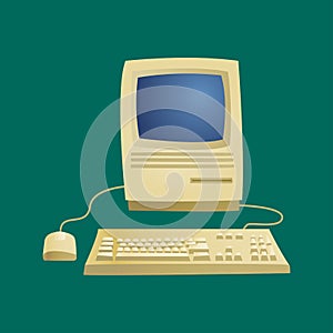 Retro computer item classic antique technology style business personal equipment and vintage pc desktop hardware