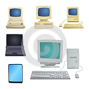 Retro computer item classic antique technology style business personal equipment and vintage pc desktop hardware