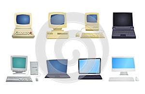 Retro computer item classic antique technology style business personal equipment and vintage pc desktop hardware