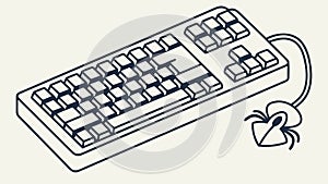 Retro Computer Keyboard Mouse, Vintage Technology Computing, vector design Generative AI