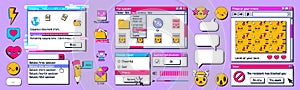 Retro computer screen interface, windows frames
