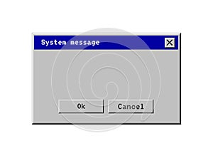 Retro computer window. Old user interface warning message. Retro browser and error message popup