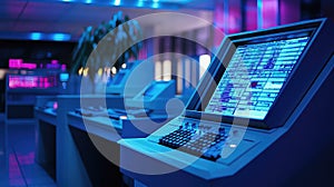 Retro computing terminal displaying complex data in control room