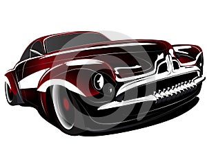 Retro concept car isolated in white