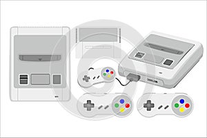 Retro console game element vector play flat element 90s controller gaming