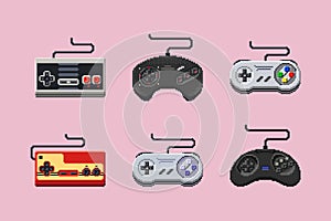 Retro Console Gamepads in Pixelart Style photo