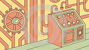 Retro Control Panel with Gears and Dials Vector, vector design Generative AI