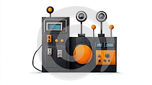 Retro control panel white isolate background