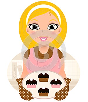 Retro Cooking blond Woman