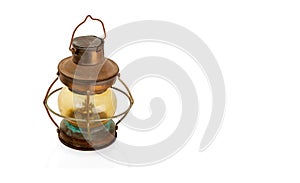 Retro copper kerosene lantern closeup isolated