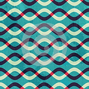 Retro curve seamless pattern with grunge effect