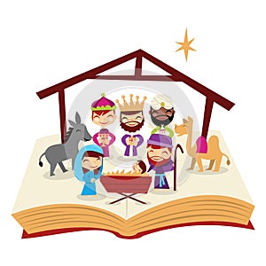 Retro Cute Christmas Nativity Story Bible