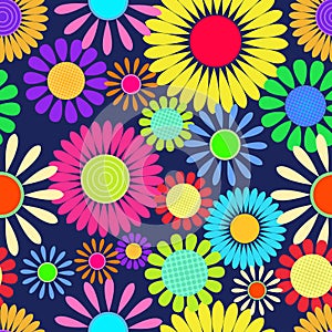 Retro Daisy Flower Sixties Surface Pattern