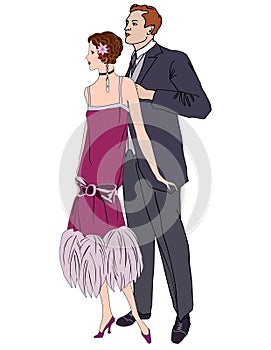 Retro dancing background. Couple on party (1930s style)