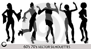 Retro dancing girl silhouettes