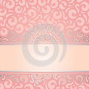 Retro decorative pink & silver invitation vintage wallpaper design