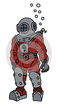 Retro deep diver in a red snuffer
