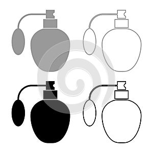 Retro deodorant Perfume bottle with atomizer or spray pump icon outline set black grey color vector illustration flat style image