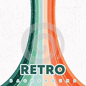 Retro design background with vintage grunge texture and colored lines. Vector illustration