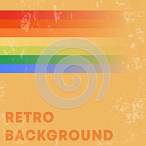 Retro design background with vintage grunge texture and colored stripes. Vector illustration