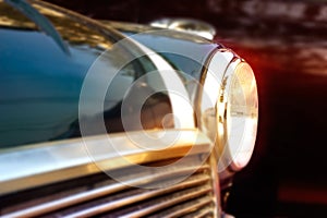 Retro design classic of vintage car, colorful soft and blur concept