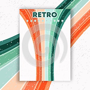 Retro design poster with vintage grunge texture and colored lines. Vector illustration