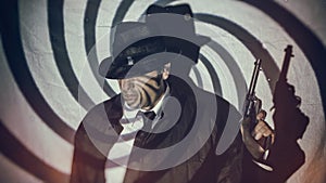 Retro Detective Spy With Gun Classic Film Noir Swirl