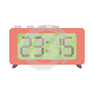 Retro digital table clock icon, cartoon style