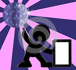 Retro Disco Ball Dancing Tablet PC Illustration