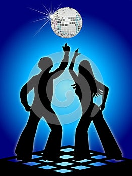 Retro Disco Dancers Blue/eps photo