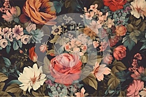 Retro Disco Flower Power: Colorful Vintage Floral Print Background