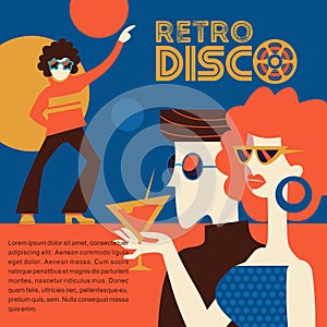 Retro disco party. Vector illustration.