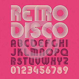 Retro disco style alphabet and numbers