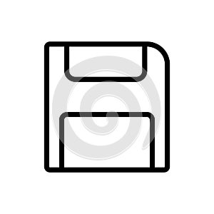 Retro diskette icon line isolated on white background. Black flat thin icon on modern outline style. Linear symbol and editable