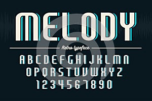 Retro display font design, alphabet, character set, typography