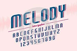 Retro display font design, alphabet, character set, typography