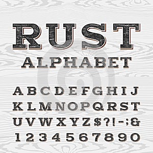 Retro distressed alphabet vector font.