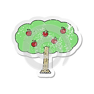 retro distressed sticker of a cartoon apple tree