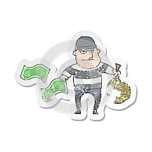 retro distressed sticker of a cartoon bank robber