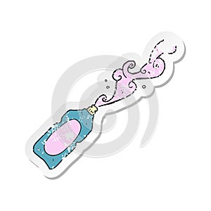 retro distressed sticker of a cartoon cleaning product squirting