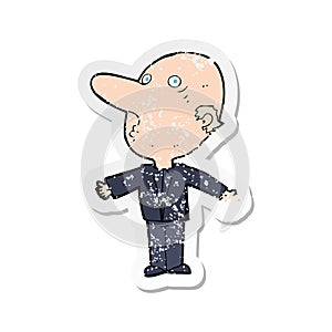 retro distressed sticker of a cartoon confused middle aged man