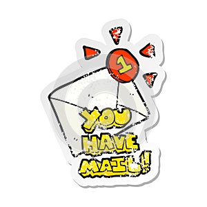 retro distressed sticker of a cartoon email